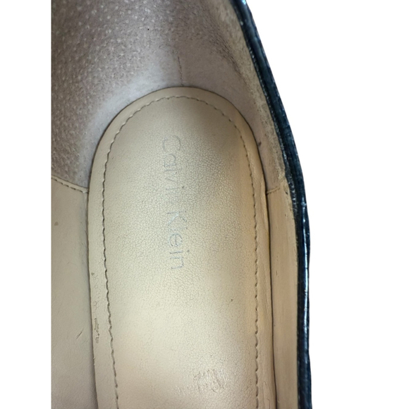 Calvin Klein Navy Patent Leather Heeled Wedge Espadrille Size 8.5 - Picture 5 of 10